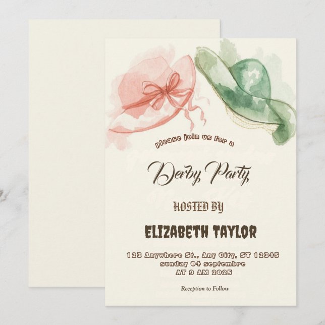 Convites Big Hat Derby Party Invitation (Frente/Verso)