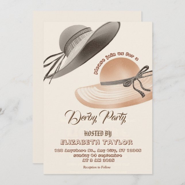 Convites Big Hat Derby Party Invitation (Frente/Verso)