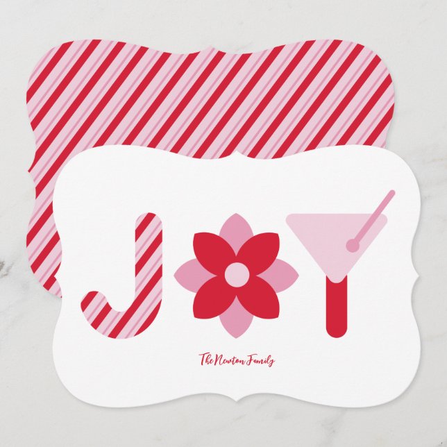 Convites Big Joy Red and Pink Holiday Card (Frente/Verso)