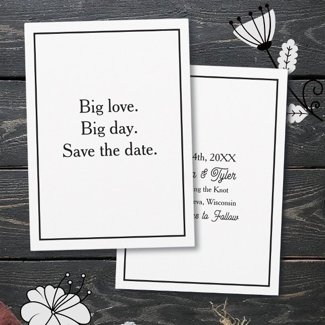 Convites Big love. Big day. Save the date. Black Border (Criador carregado)