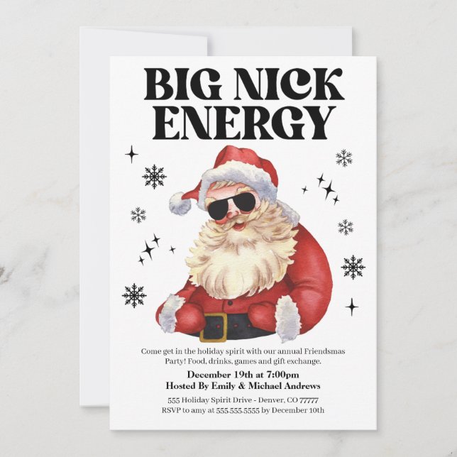 Convites Big Nick Energy Friendsmas Christmas Party Invite (Frente)