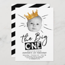 Big One First Birthday Modern Photo Black White