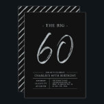Convites Big Sessenta | Prata e Festa de aniversário 60a pr<br><div class="desc">Celebre seu dia especial com este simples na moda 60º convite de aniversário. Este design apresenta um script de pincel "O Grande 60" com um layout limpo em uma combinação de cores Prata e Preto. Há mais designs e suprimentos de festas disponíveis no meu compro,  BaraBomDesign.</div>