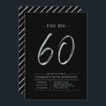 Convites Big Sessenta | Prata e Festa de aniversário 60a pr<br><div class="desc">Celebre seu dia especial com este simples na moda 60º convite de aniversário. Este design apresenta um script de pincel "O Grande 60" com um layout limpo em uma combinação de cores Prata e Preto. Há mais designs e suprimentos de festas disponíveis no meu compro,  BaraBomDesign.</div>