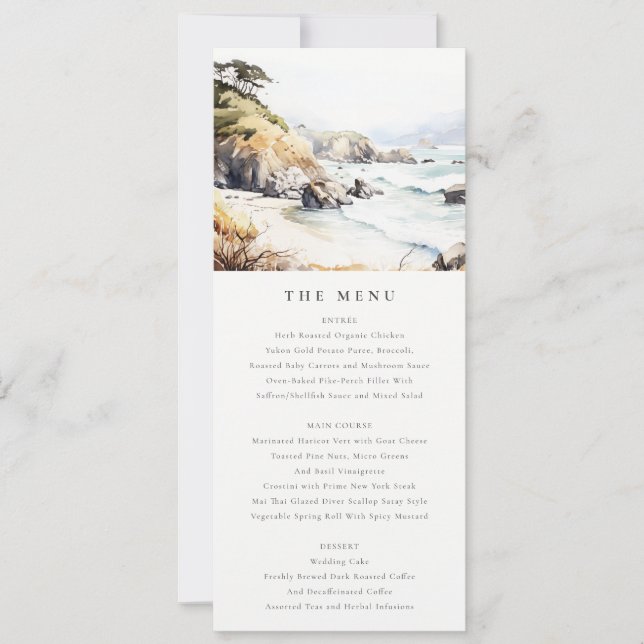 Convites Big Sur, California Landscape Wedding Menu Card (Frente)