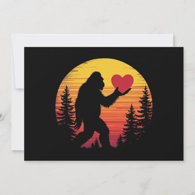 Convites Bigfoot Heart Namorados Adora Sasquatch Sunset (Frente)