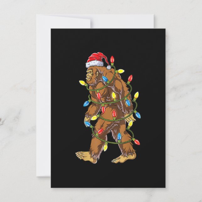 Convites Bigfoot Papai noel Árvore de Natal Luz Engraçada X (Frente)