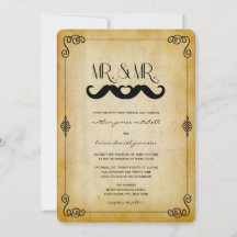 Bigode Amor Sr. & Sr. Casamento Gay em Papel Vinta