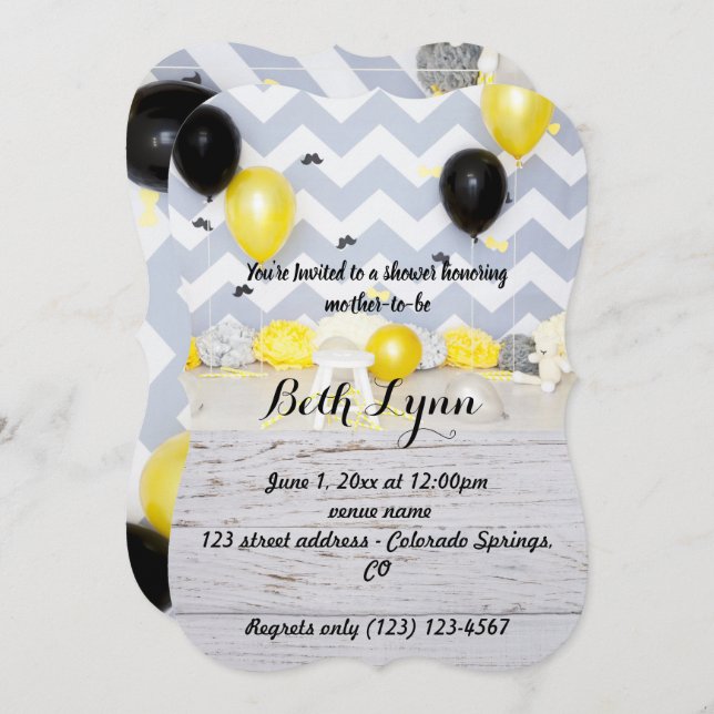 Convites Bigode de Baby Shower bigodes Destino do Destino (Frente/Verso)