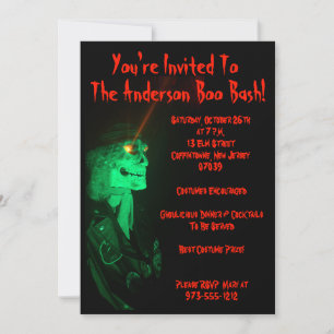 Convites Biker Billy Black e Red Halloween Party