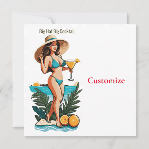 Convites Bikini Girl Big Hat - Grande Coquetel Thunder_Cove