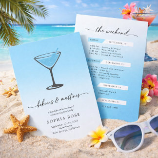 Convites Bikinis and Martinis Tropical Bachelorette Weekend