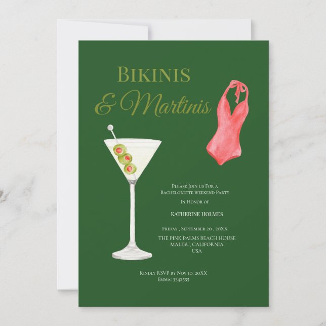 Convites Bikinis de Luxo & Fim de semana de despedida de so (Frente)