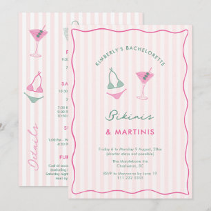 Convites Bikinis Desenhados à Mão & Martinis Fim de Semana 