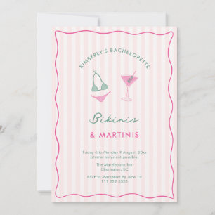 Convites Bikinis Desenhados à Mão & Martinis Fim de Semana 