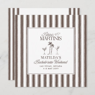 Convites Bikinis e martinis Bachelorette vintage Elegante