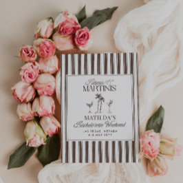 Convites Bikinis e martinis Bachelorette vintage Elegante