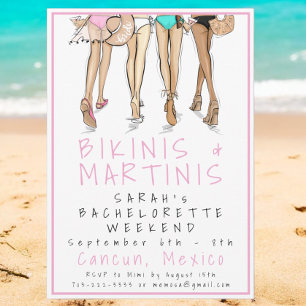 Convites Bikinis e Martinis Fim de Semana de Solteira na Pr