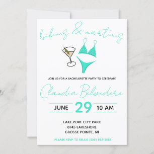 Convites Bikinis e Martinis Themed Festa de solteira