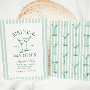 Convites Bikinis & Martinis Despedida de Solteira Verde