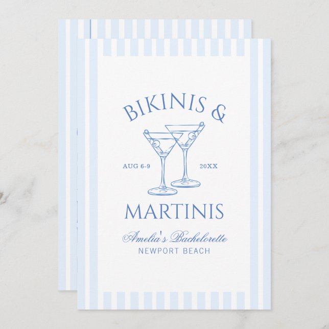 Convites Bikinis & Martinis Green Bachelorette Weekend Invi (Frente/Verso)