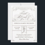 Convites Bilhete Antiquado Vintage Bat Mitzvah<br><div class="desc">Um design temático formal,  elegante,  mas divertido,  que empresta elementos de um tíquete de admissão vintage. As cinzas francesas em vez de pretas dão-lhe uma sensação mais moderna. Escolha seu tipo de papel,  corte o chip e altere as cores conforme desejado.</div>