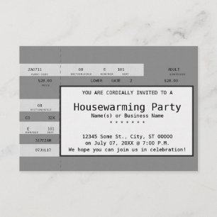 Convites bilhete cinzento do concerto do housewarming