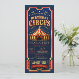 Convites Bilhete de Admissão de Aniversário do Circo Vintag