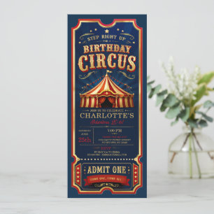 Convites Bilhete de Admissão de Aniversário do Circo Vintag