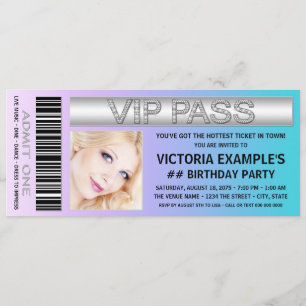 Convites Bilhete de admissão festa de aniversário