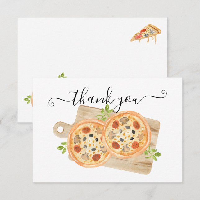 Convites Bilhete de Agradecimento Amor & Pizza (Frente/Verso)