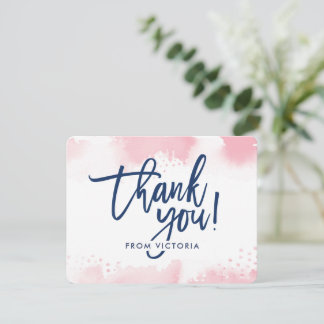 Convites BILHETE DE AGRADECIMENTO letra à mão aquarela rosa