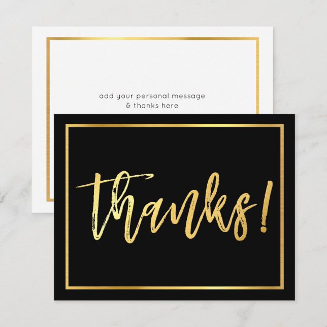 Convites BILHETE DE AGRADECIMENTO letra à mão em dourado so (Frente/Verso)