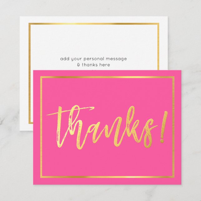 Convites BILHETE DE AGRADECIMENTO letra manuscrita dourada  (Frente/Verso)