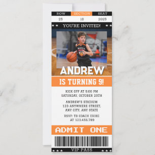 Convites Bilhete de Aniversário de Basquete Pessoal com ima