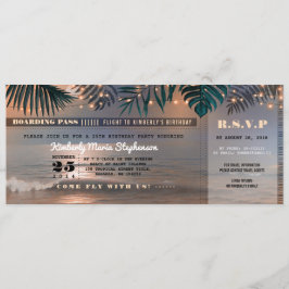 Convites Bilhete de Aniversário de Embarque | Beach Sunset