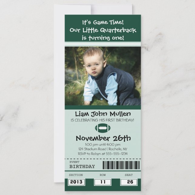 Convites Bilhete de Aniversário de Futebol (Frente)