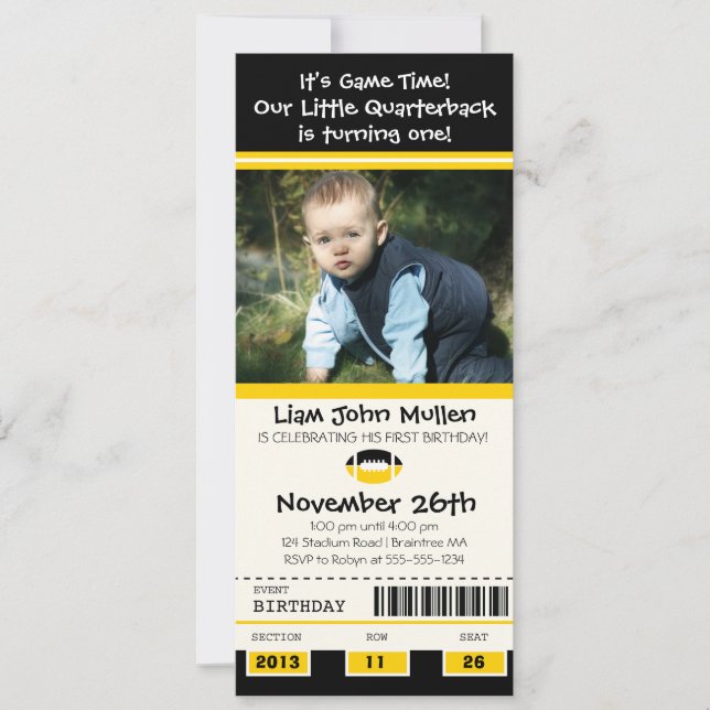 Convites Bilhete de Aniversário de Futebol (Frente)