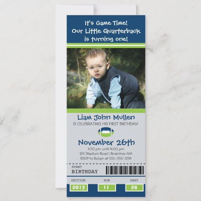 Convites Bilhete de Aniversário de Futebol (Frente)