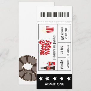 Convites Bilhete de Aniversário de Noite de Filme Retrô
