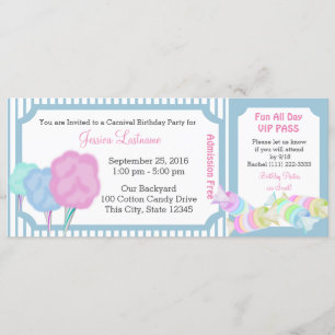 Convites Bilhete de aniversário do doce Carnaval
