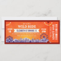 Bilhete de aniversário do parque de atrações