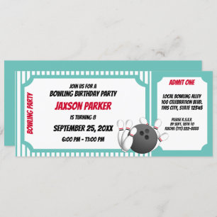 Convites Bilhete de Aniversário do Partido boliche