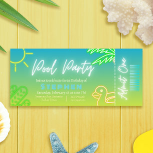 Convites Bilhete de Aniversário do piscina Party