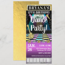 Bilhete de Aniversário para Pista de Dança e Bola