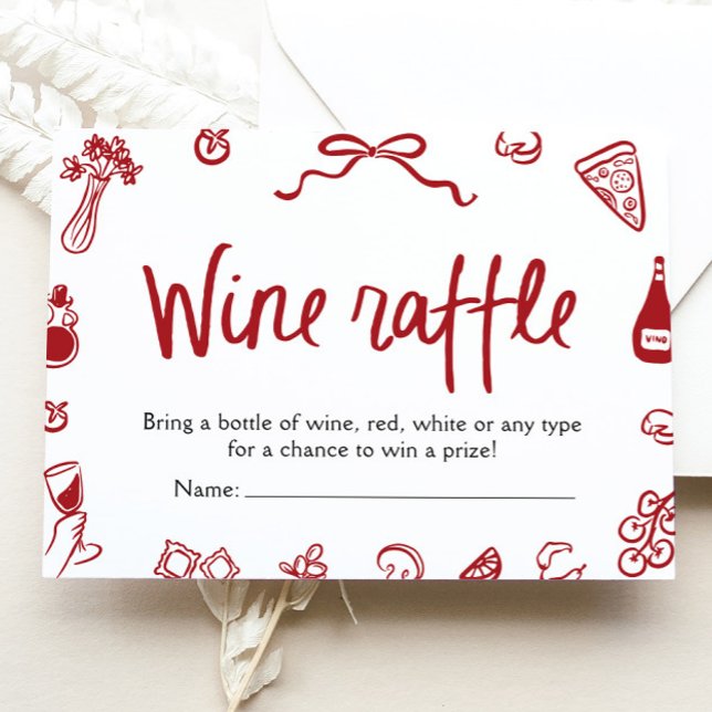 Convites Bilhete de Arco Negro Elegante Moderno (Modern Elegant Black Bow Wine Raffle Game Ticket)