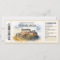 Bilhete de avião para Edimburgo Editável - Scotlan