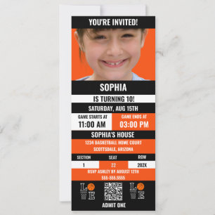 Convites Bilhete de Basquete Aniversário, Jogadora de Basqu