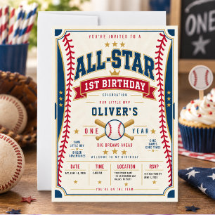 Convites Bilhete de Beisebol All-Star para 1º Aniversário d