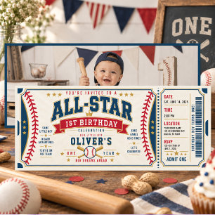 Convites Bilhete de Beisebol All-Star para 1º Aniversário d